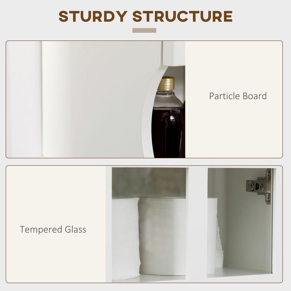 White Wall-Mounted Bathroom Cabinet w/ Storage Shelf for Living Room