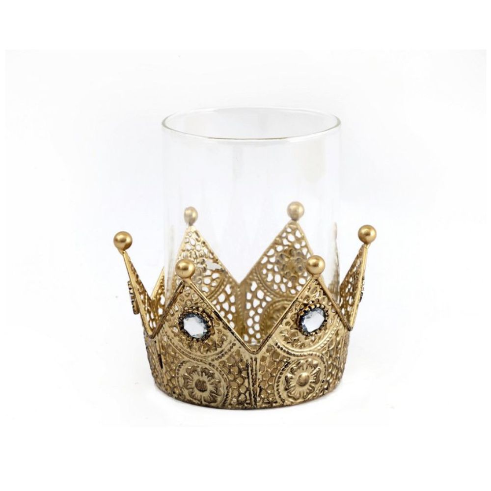 Gold crown candle holder