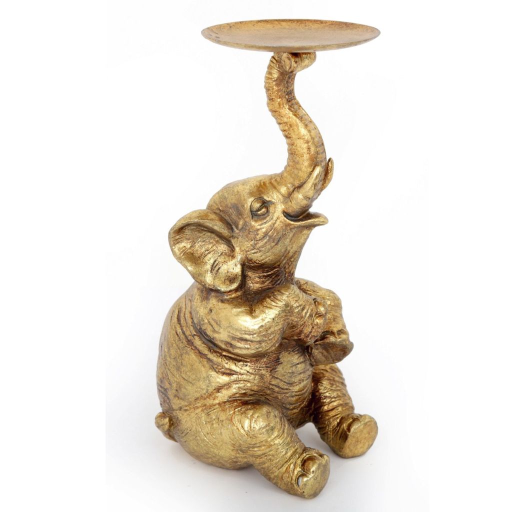 Gold Elephant Candle Holder