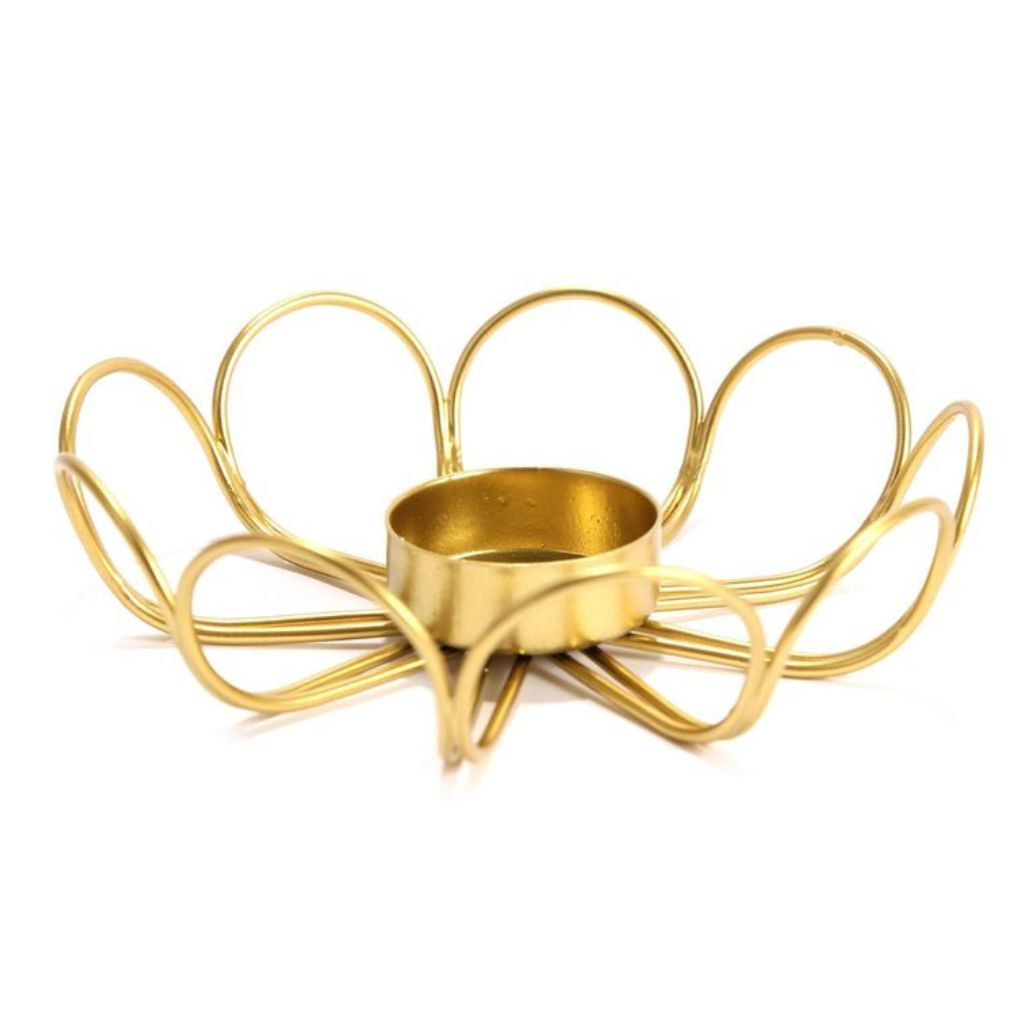 Gold Flower Wire Tealight Holder