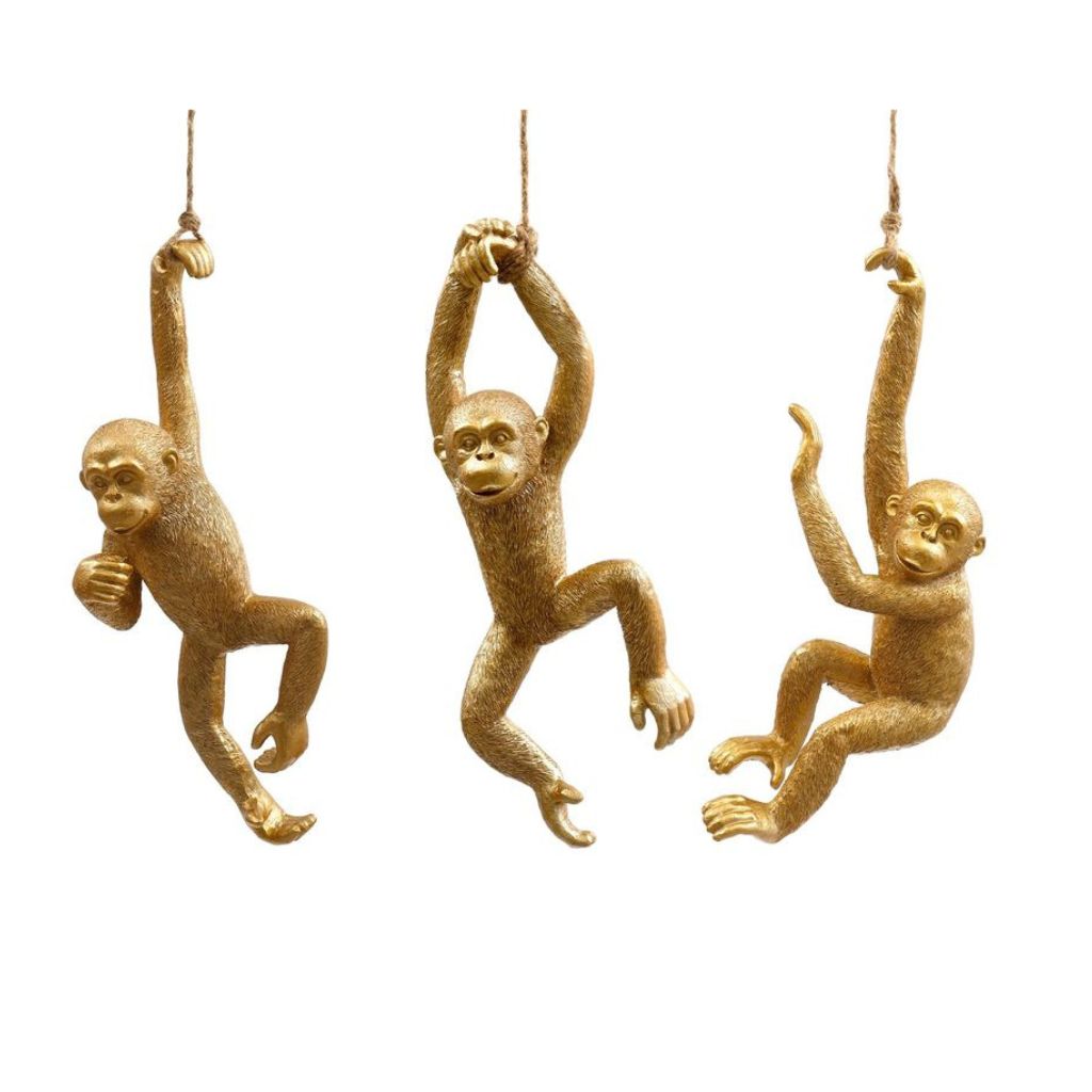 Gold hanging monkeys ornament