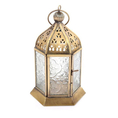 Moroccan Kasbah Gold Metal Lantern Tealight or Candle Holder