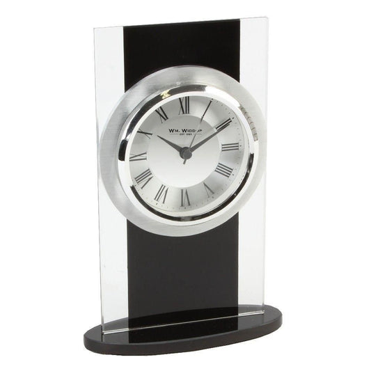 Wm.Widdop Black and Glass Mantel Clock