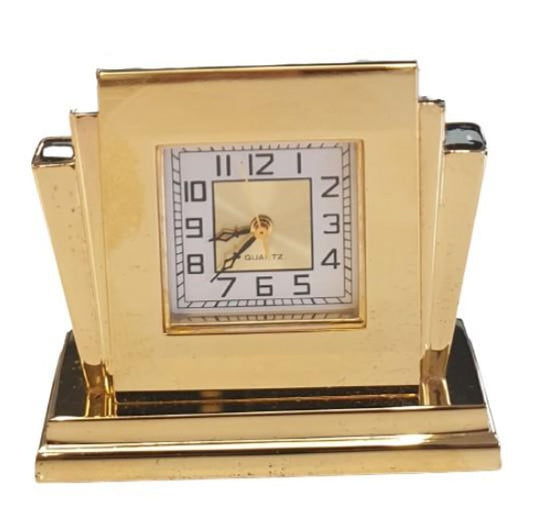 Mini Gold tone Plated Square Clock