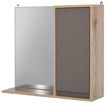 Brown Wall Mounting Bathroom Cabinet & Mirror Shelf Door