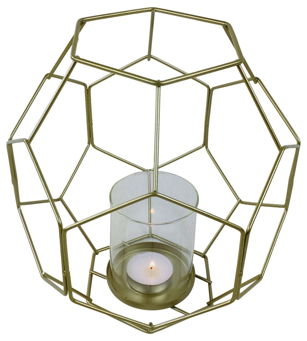 Gold Geometric Candle holder with tea light