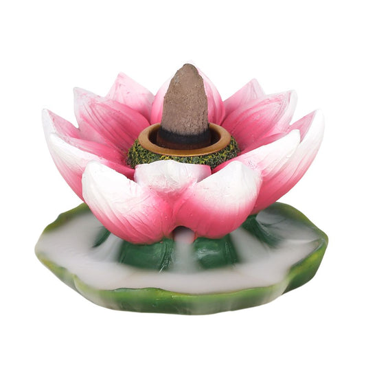 Pink and white Lotus flower Backflow Incense Burner