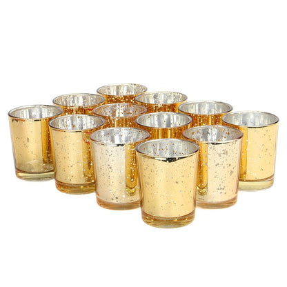 12 Speckled Gold Tea Light Holders