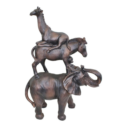 Bronze Effect Elephant, zebra, monkey, giraffe Stacking Animals Ornament