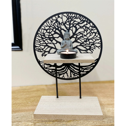 Tree Of Life Sculpture With Buddha And Tea Light