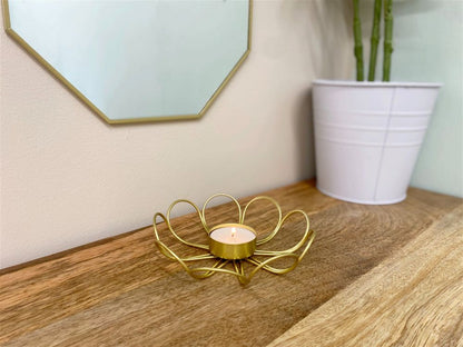 Gold Flower Wire Tealight Holder