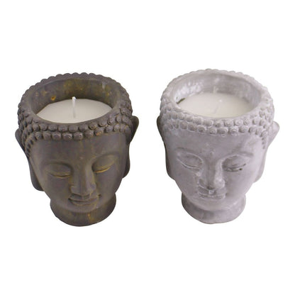 Cement Buddha Design Candles - Set of 2