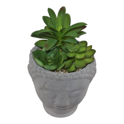 Trio of Faux Succulents in Buddha Head Plant Pot