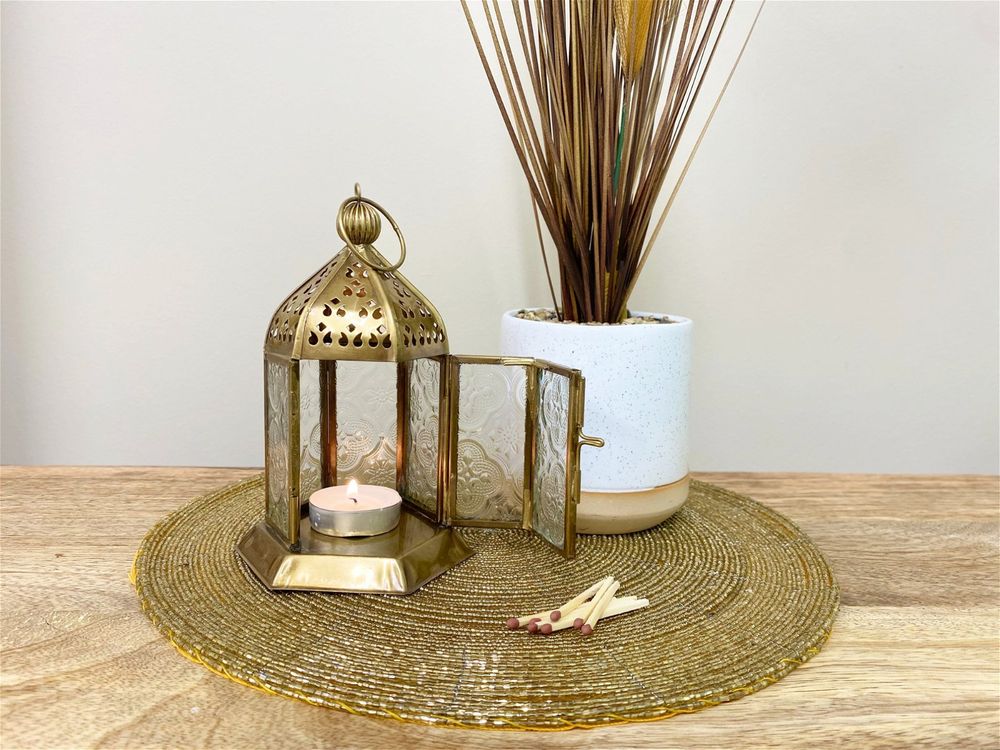 Kasbah Gold Metal Lantern Tealight or Candle Holder