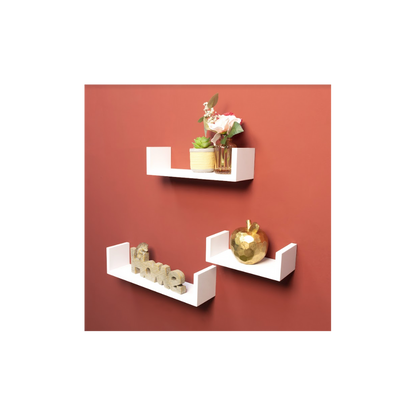 U White Floating Wall Shelf - Set of 3