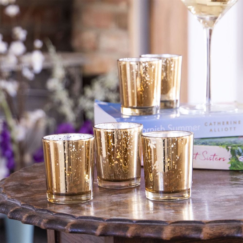 Speckled Gold Tea Light Holders - Set of 12