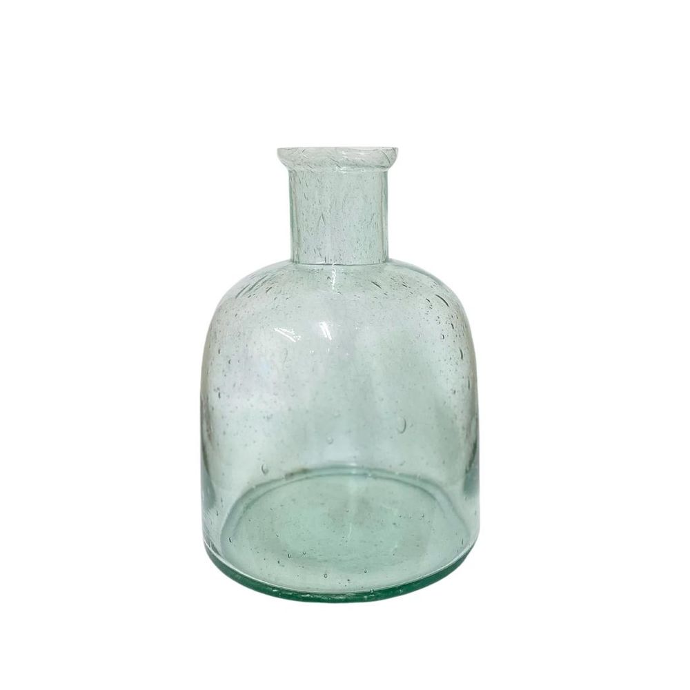 Tall Green Glass Bubble Vase