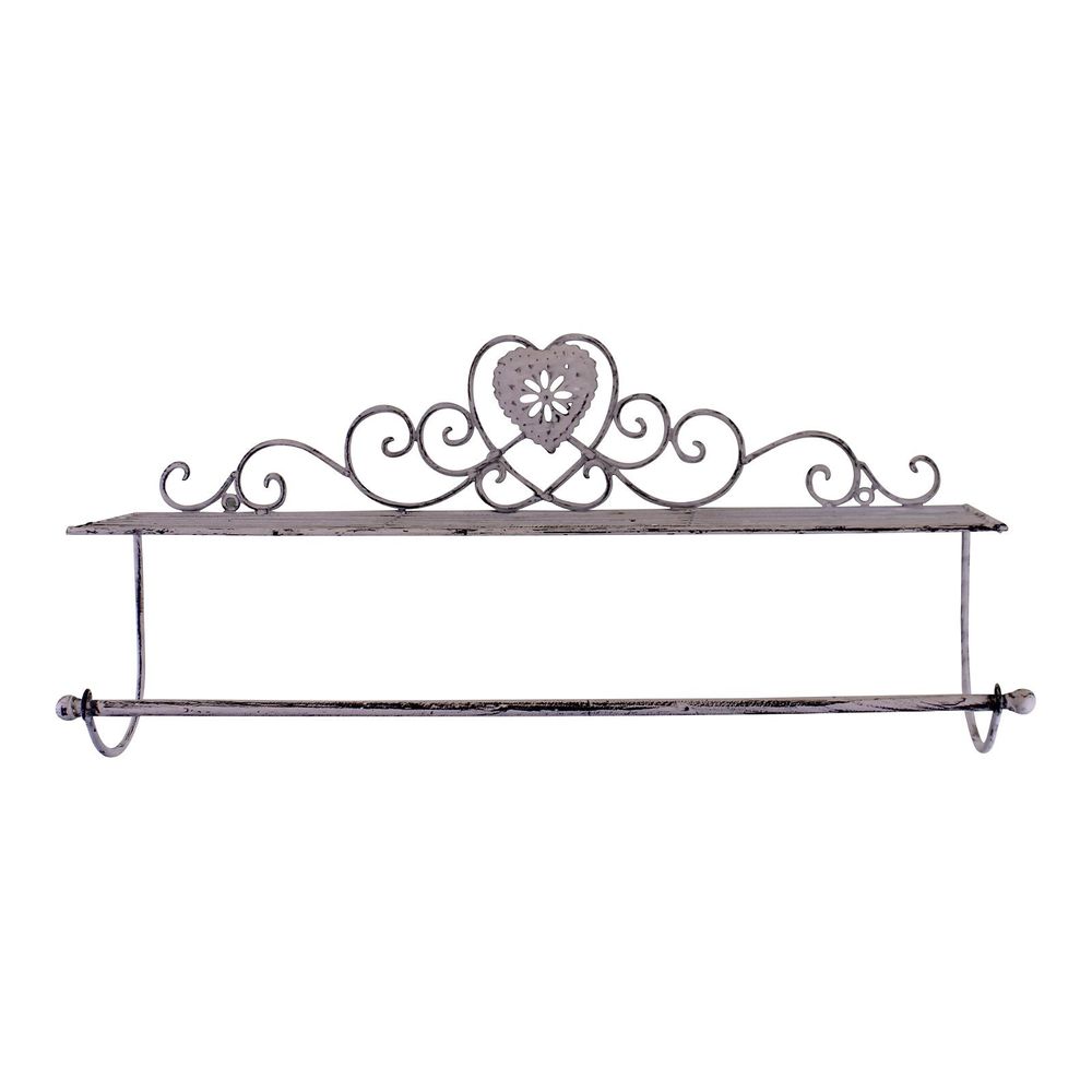 Grey Heart Wall Shelf With Towel Rail