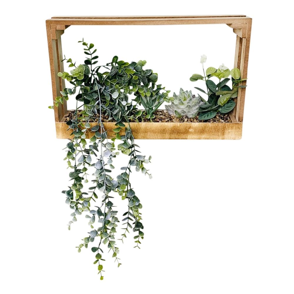 Modern Succulent Plant Wall Crate Shelf