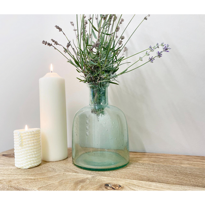 Tall Green Glass Bubble Vase