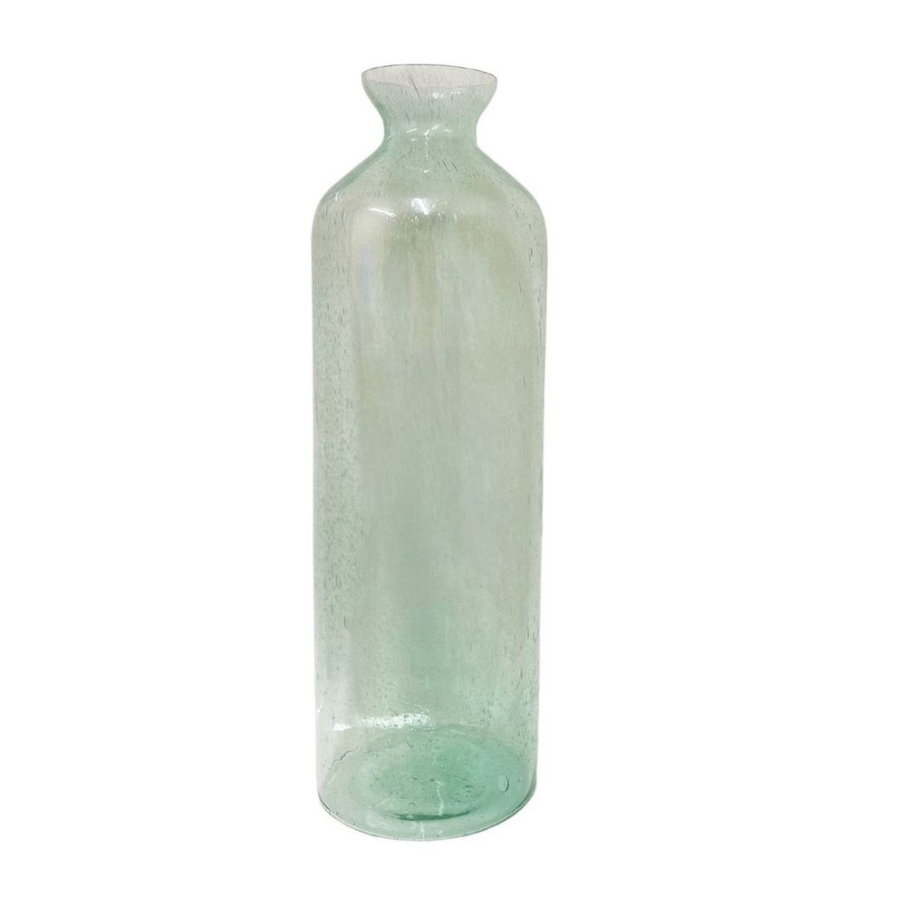 Tall Green Glass Bubble Vase