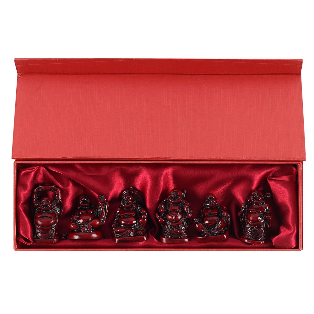 Mini Red Resin Buddhas - Box of 6