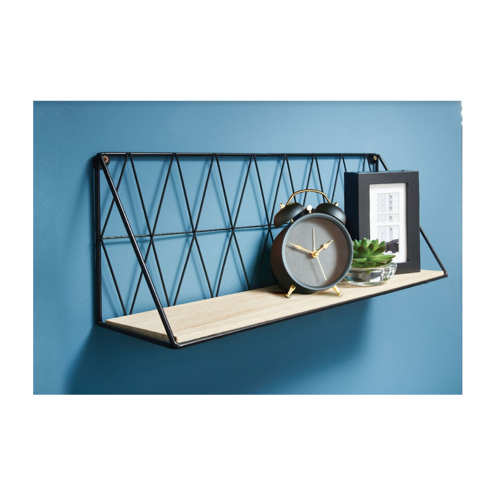 Zig Zag Wooden Wall Shelf Unit