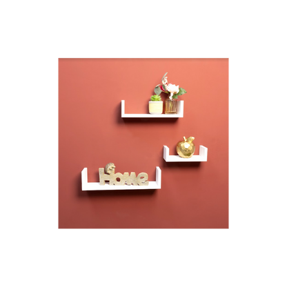 U White Floating Wall Shelf - Set of 3