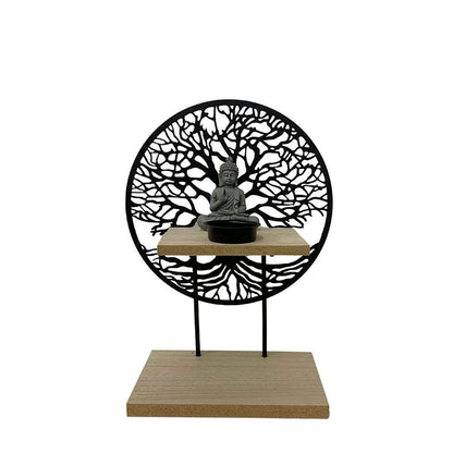 Tree Of Life Sculpture With Buddha And Tea Light