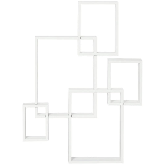 Interlocking White Floating Cube Shelves