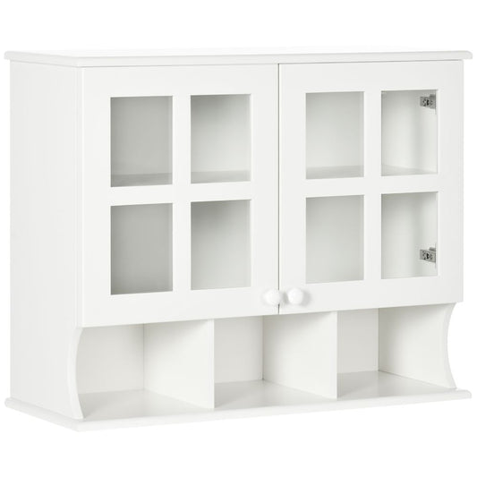 White Wall-Mounted Bathroom Cabinet with Storage Shelf