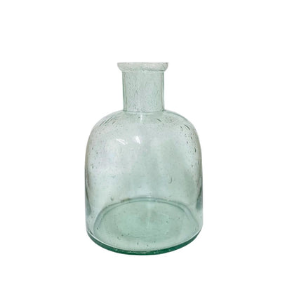 Wide Green Glass Bubble Vase