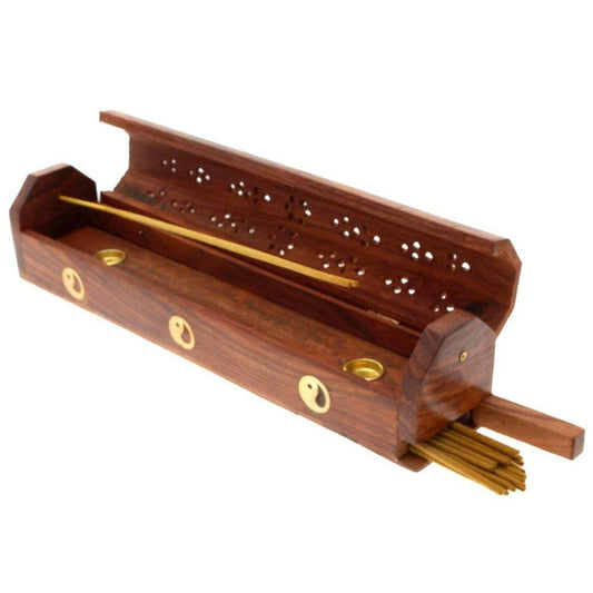 Wooden Incense Stick Holder Box and Ash Catcher